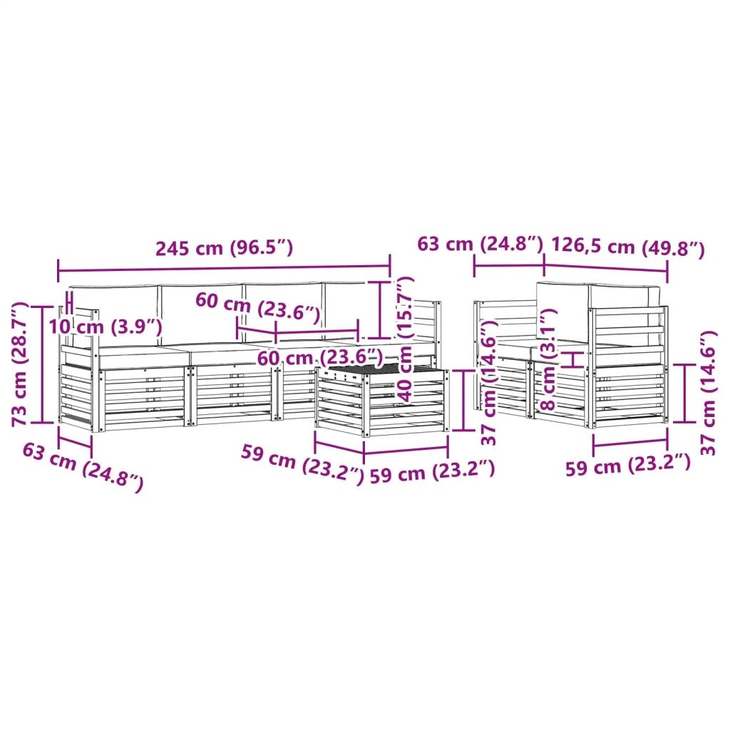 Set di divani da esterno 7 pcs Bianco e Beige Poliestere 3391418