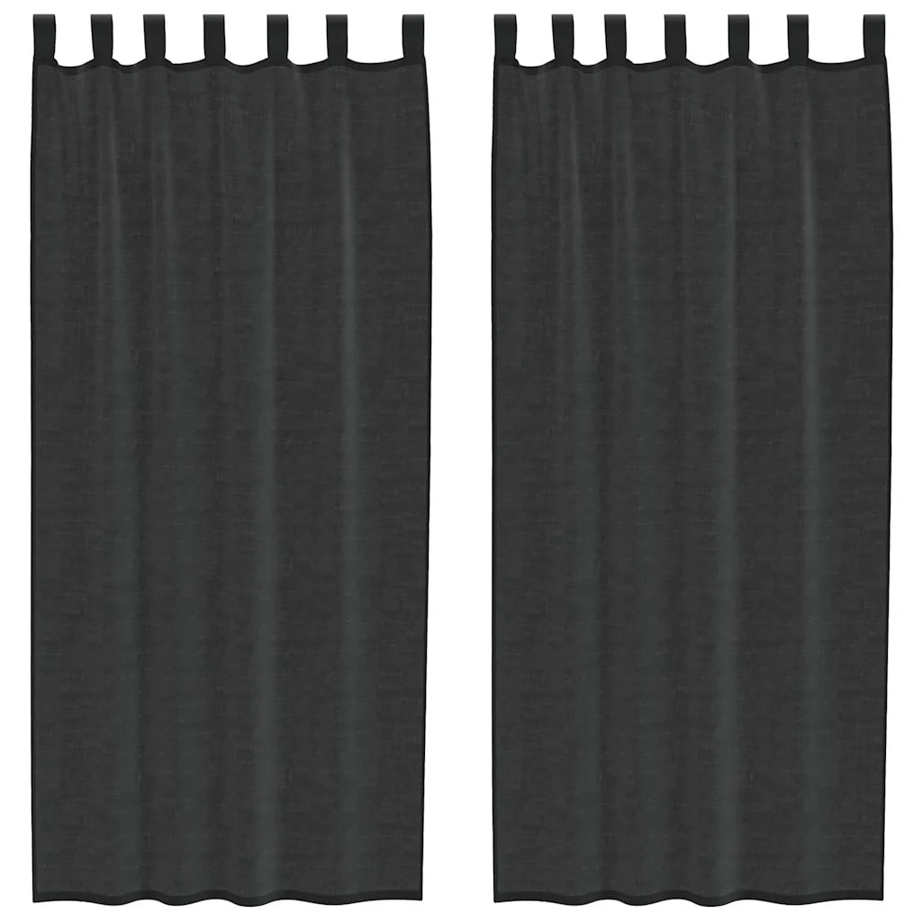 Tende in Voile con Linguetta 2 pz Nero 4102259