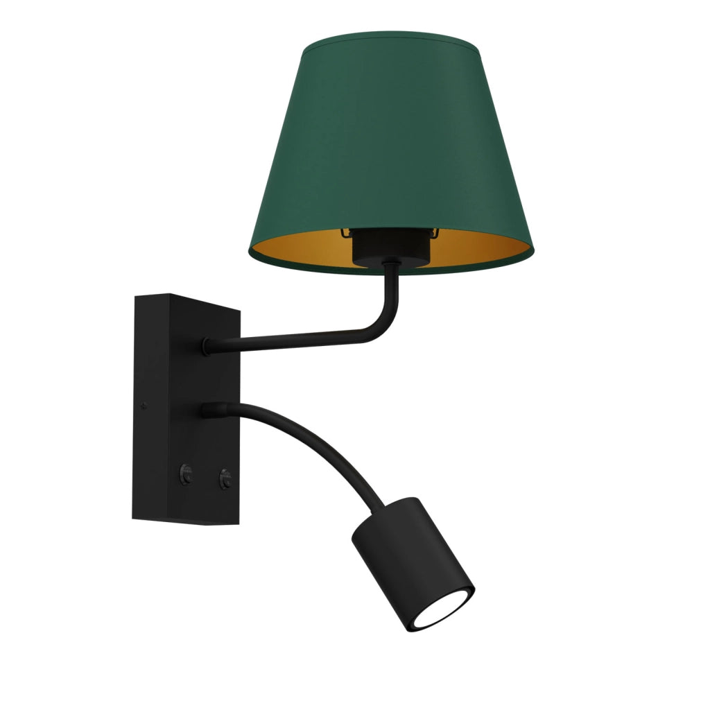 Applique da parete Arden 2 luci nera verde metallo E27 GU10