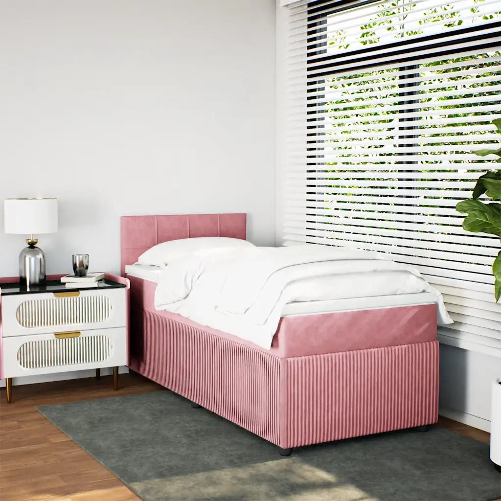 Giroletto a Molle con Materasso Rosa 100x200 cm in Velluto