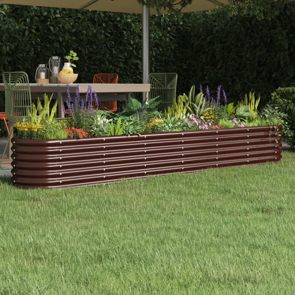 Fioriere | Cassetta per fiori | Letto Giardino Acciaio Zincato 260x40x36cm Marrone