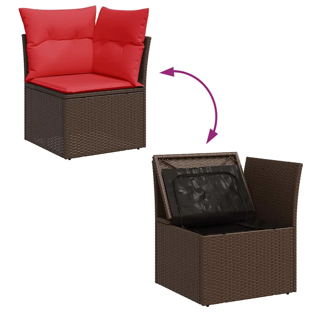 Set Divani da Giardino 9pz con Cuscini Marrone in Polyrattan 3325650