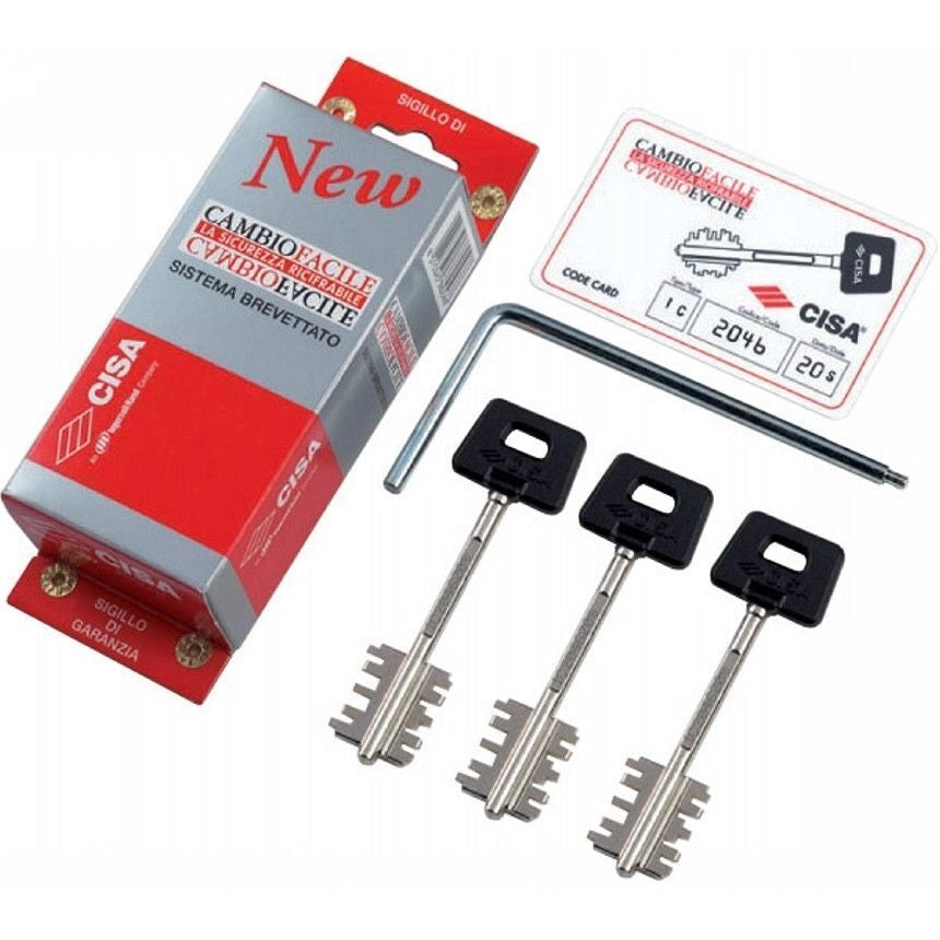 Cisa 06520 New Cambio Facile Kit 3 Chiavi Corte Ricifrabili Doppia Mappa con Attrezzo di Cambio