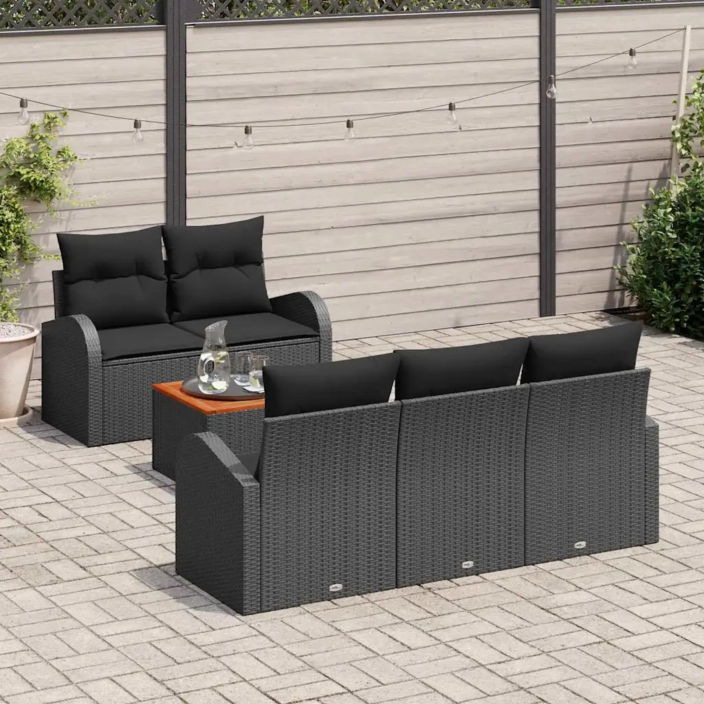 Set Divano da Giardino con archiviazione 6 pcs Nero polyrattan 3356189