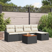 Set Divano da Giardino con cuscino 6 pcs Nero Poly Rattan 3360890