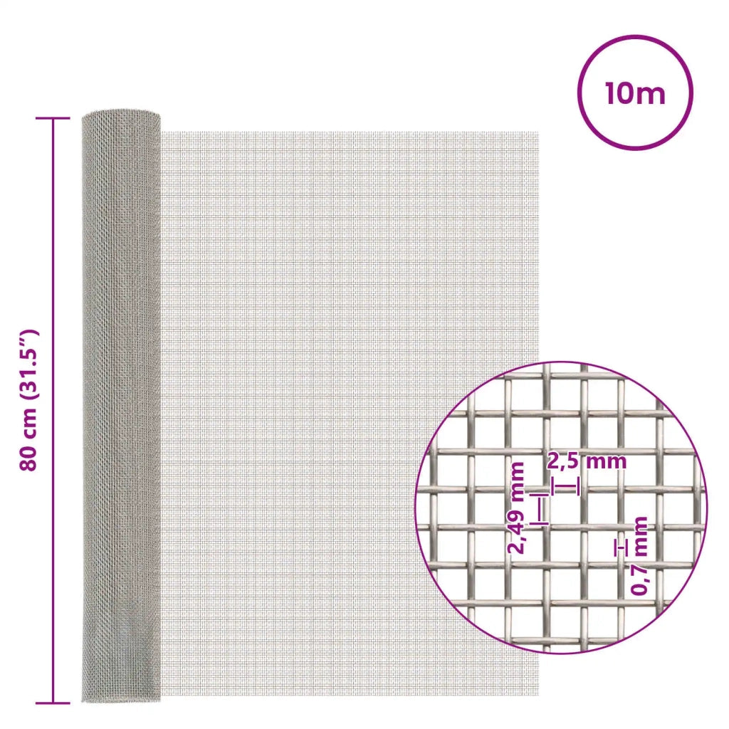 Rete per schermatura 80 x 1000 cm 8 Mesh Argento 42039673