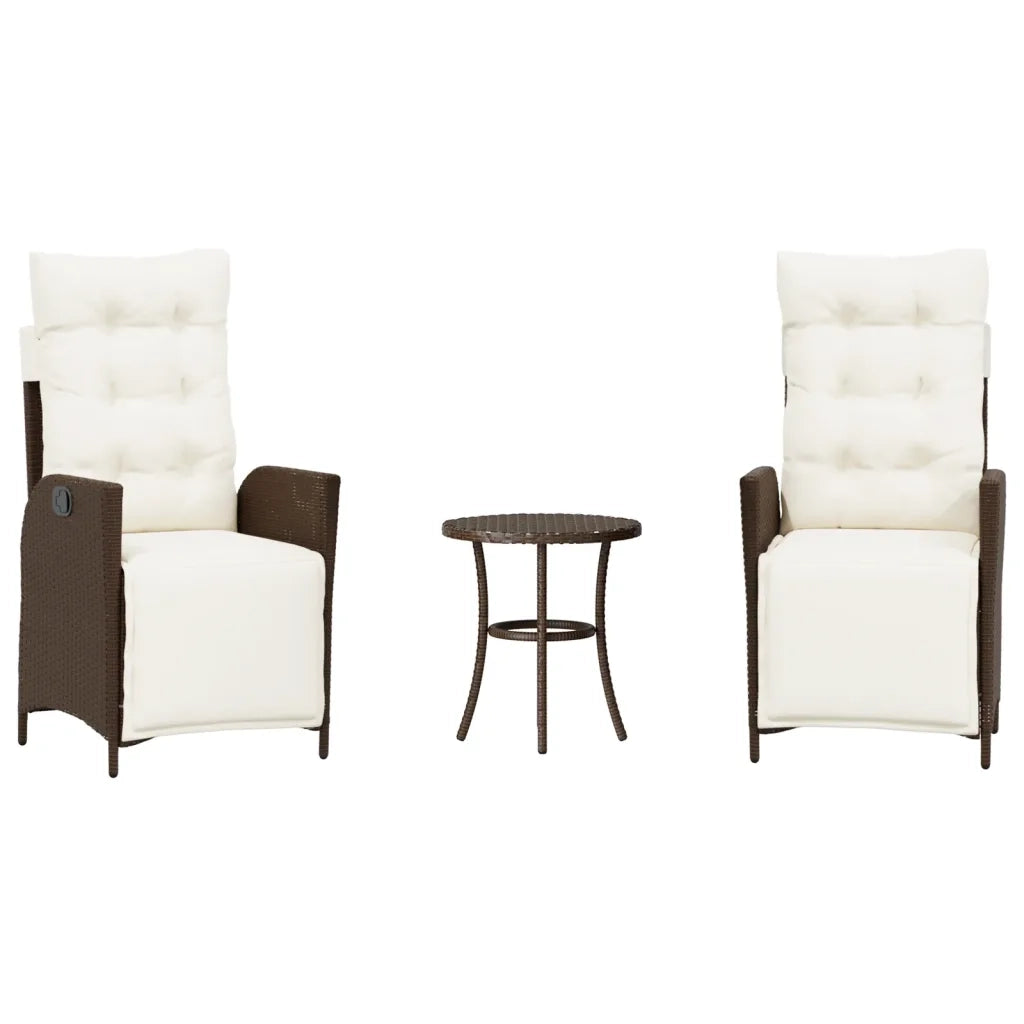 Set Bistrò 3 pz con Cuscini Marrone in Polyrattan 365298
