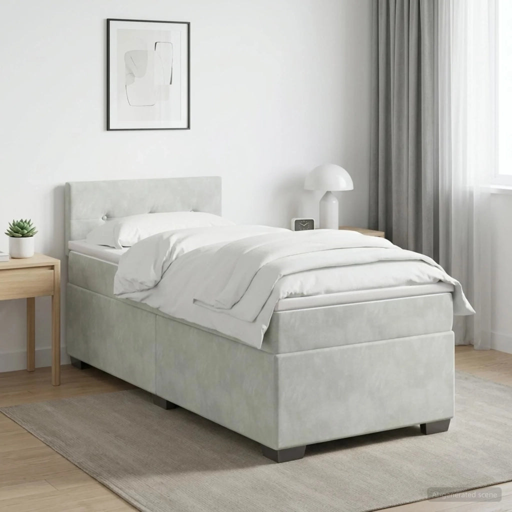 Letto con Box Spring, Materasso e LED Grigio Chiaro 80 x 200 cm 3452066