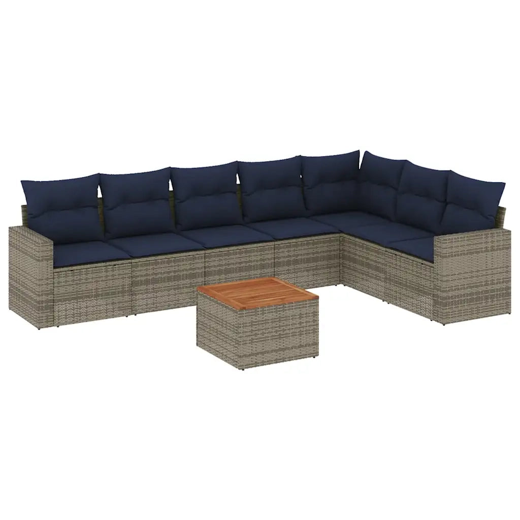 Set Divani da Giardino 8 pz con Cuscini Grigio in Polyrattan 3256488