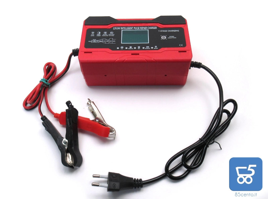 Caricabatterie Auto Moto 10A 12V/24V Mantenitore di Carica con Schermo LCD Touch Multi Protezioni 5 modalità di Ricarica - EX DEMO
