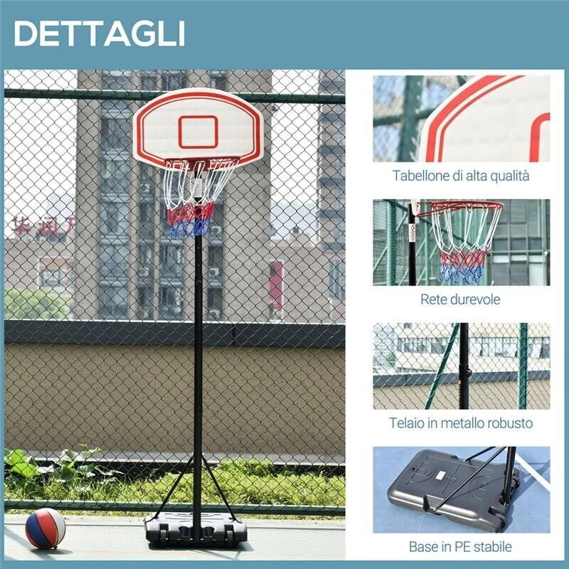 CANESTRO BASKET ALTEZZA REGOLABILE 5 LIVELLI 175 - 215 CM NERO