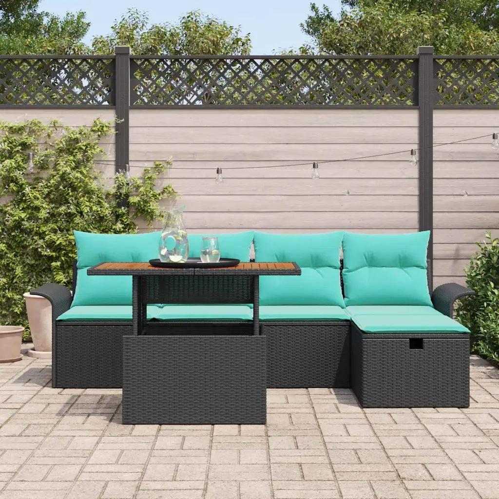 Set Divano da Giardino 6 pcs Nero polyrattan 3361242