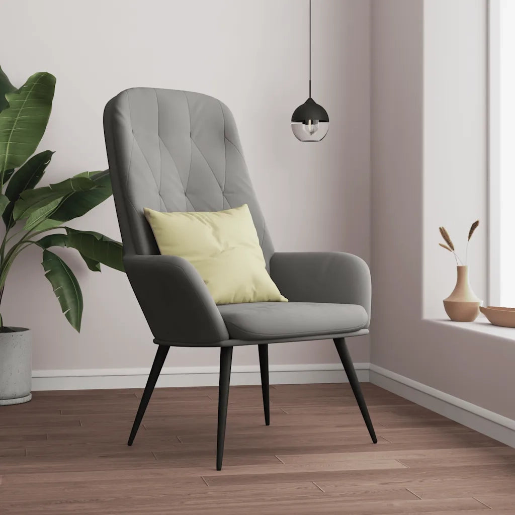 Poltrona | Sedia Relax Grigio Chiaro in Velluto