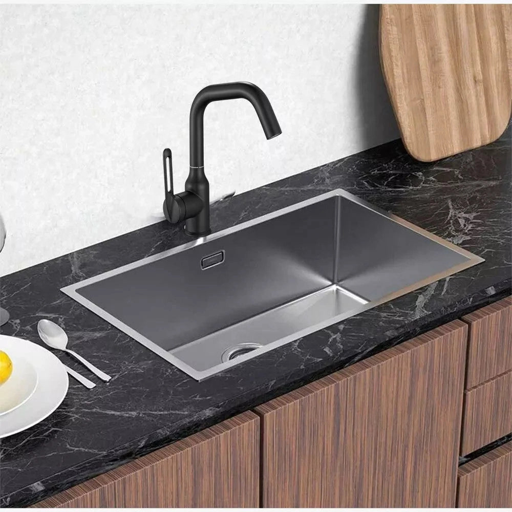 Trade Shop - Rubinetto Da Cucina Monocomando Miscelatore Girevole Lavello Nero Satinato 87258 -