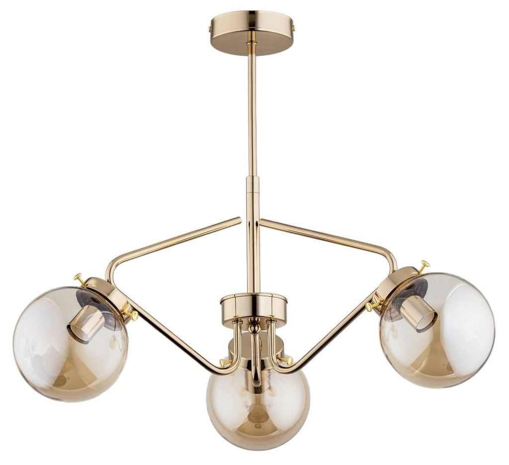 Plafoniera Alfa Barsum vetro 3 luci E14 40W ottone