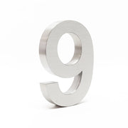 Numero civico "9" in acciaio pregiato 20 cm Arial 3D materiale di montaggio incluso 16_0001433