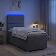 Letto Box Spring LED con Materasso Grigio Chiaro 90 x 190 cm 3455748