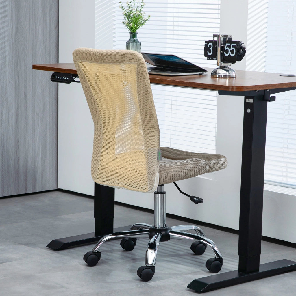 Sedia da ufficio ergonomica ¨C Minimal ¨C rete beige, cromata, altezza regolabile