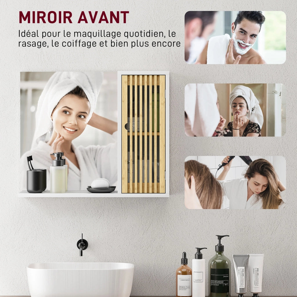 Armadietto da Bagno con Specchio e Ripiani ¨C Minimal ¨C Bianco 60x30x
