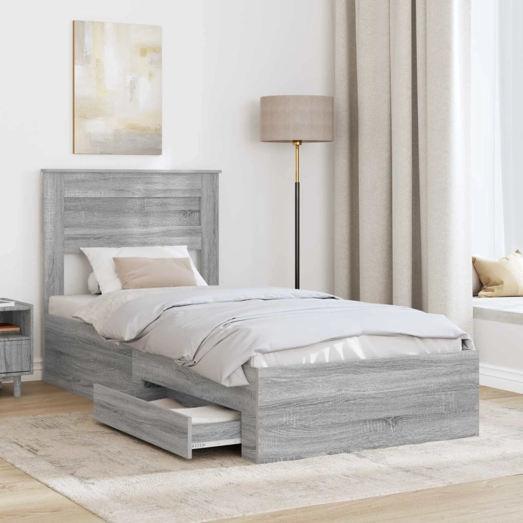 Struttura del letto Grigio Sonoma e Argento 75 x 190 cm