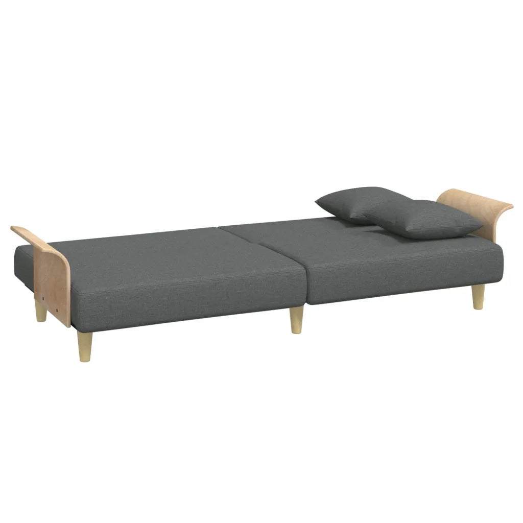 Divano Letto 2Posti Cuscini e Poggiapiedi Grigio Scuro Velluto 3216216