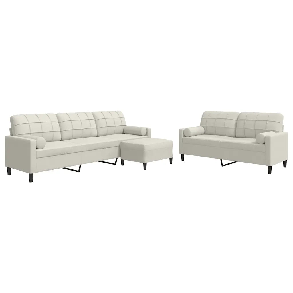 Set di Divani 3 pz con Cuscini e Rinforzi Crema in Velluto 3278509
