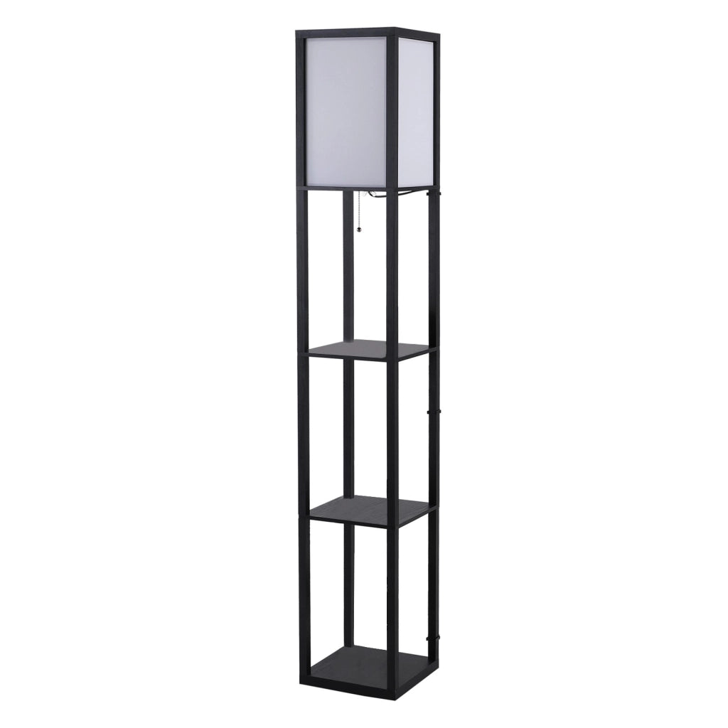 Lampada a Terra con Mensole ¨C Minimal ¨C 26x26x160 cm Nero Bianco