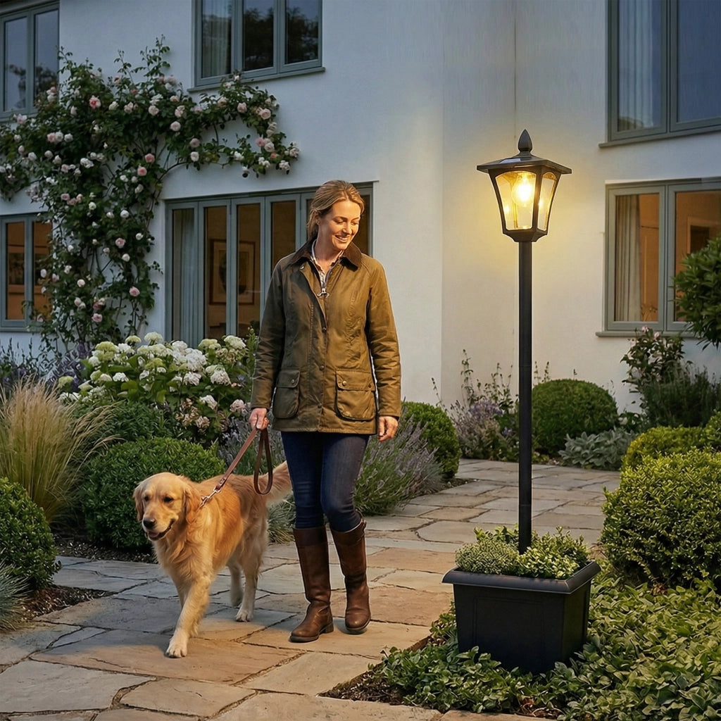 Lampada da giardino solare con fioriera ¨C zephmum ¨C nero 160cm