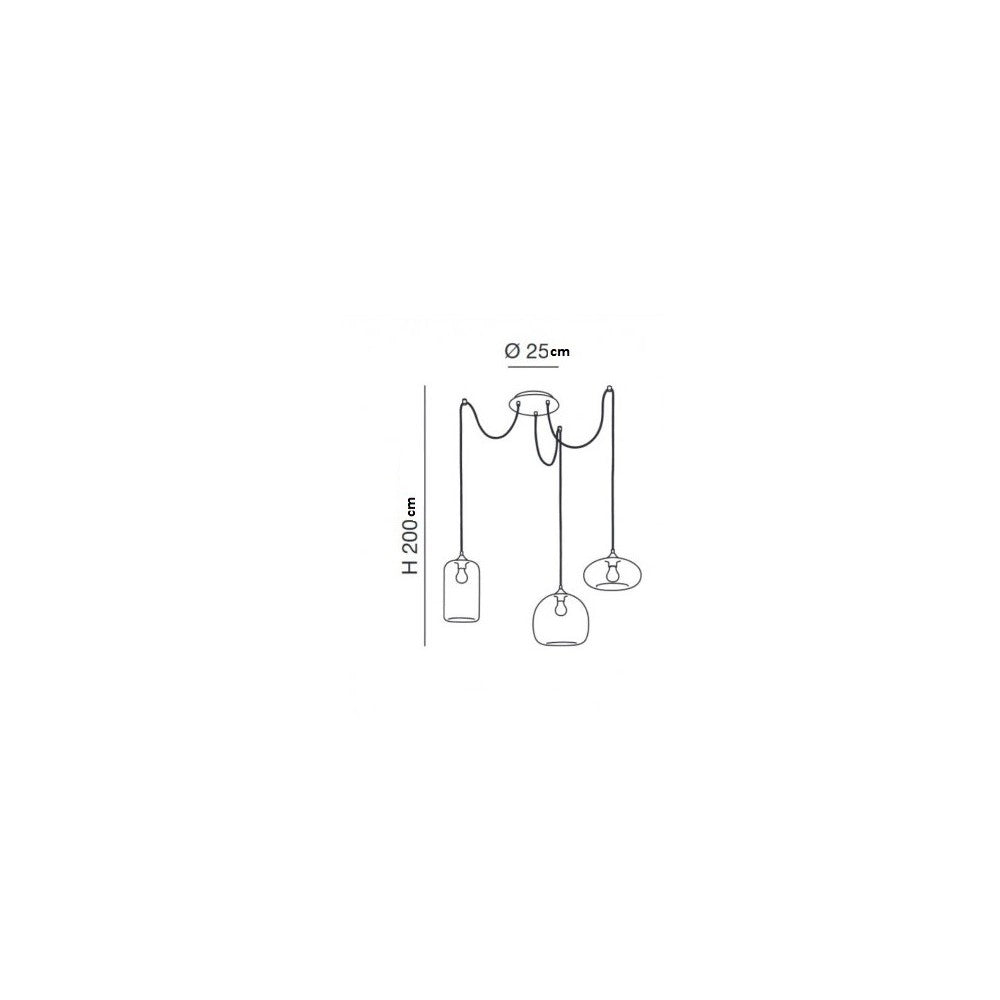 Lampadario a sospensione Fiona a Led in metallo e vetro soffiato ambra 3496-47-125 Fabas Luce