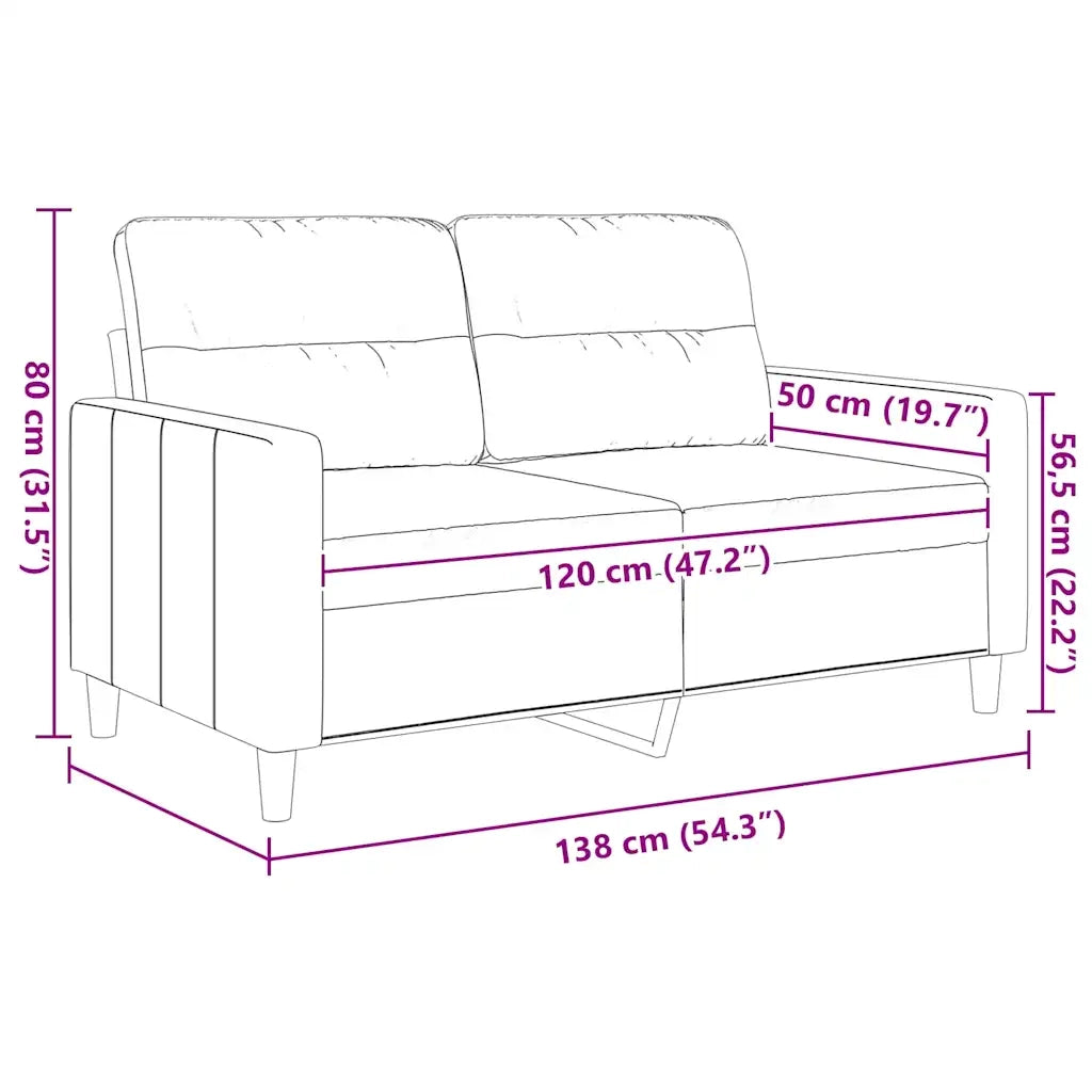 Divano a 2 Posti Marrone 120 cm in Tessuto 359230
