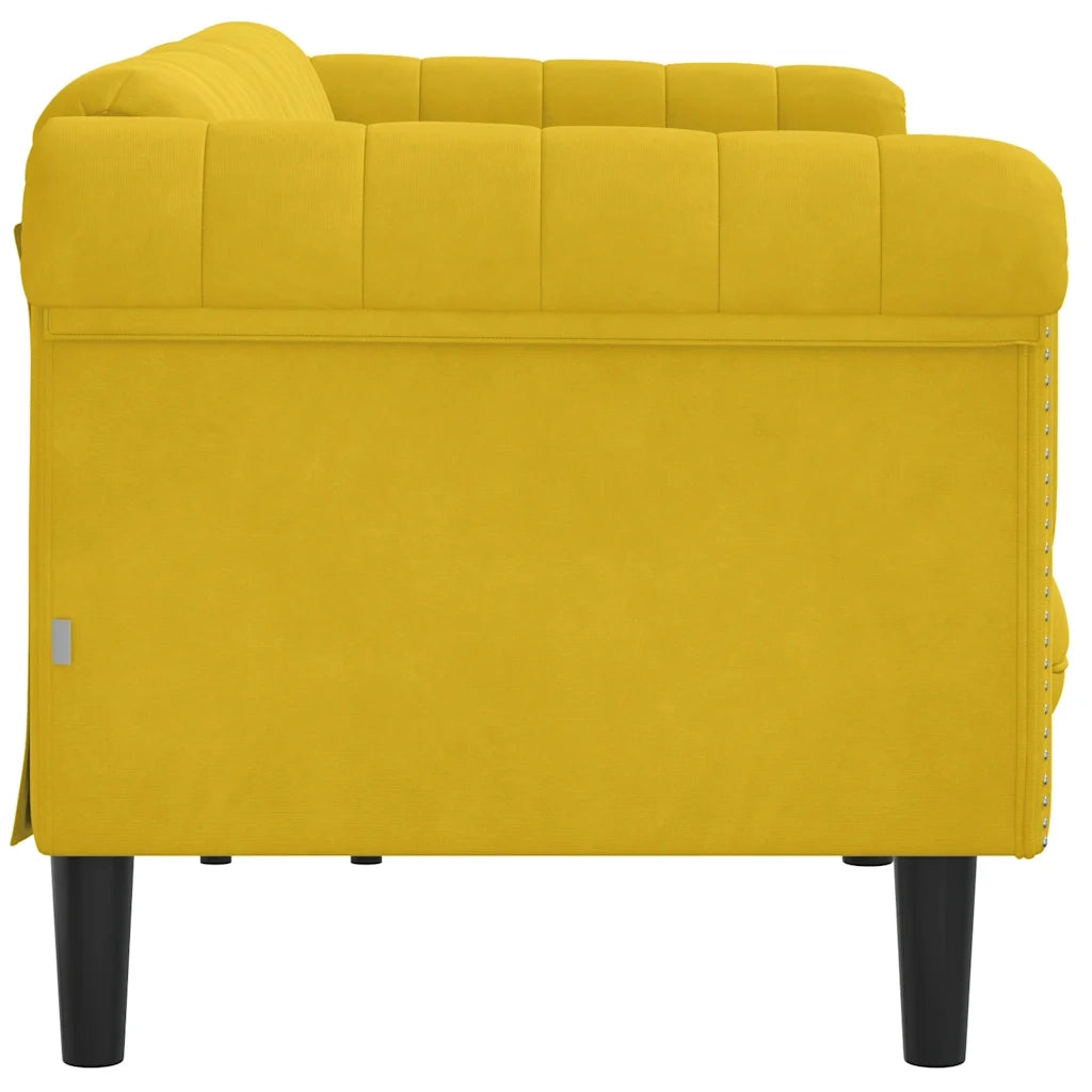 Divano a 3 Posti-Sofa 3 Posti Giallo in Velluto