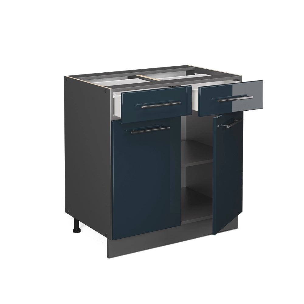 Mobiletto base per cucina Fame-Line Blu scuro lucido/Antracite 80 cm, PL Antracite Vicco
