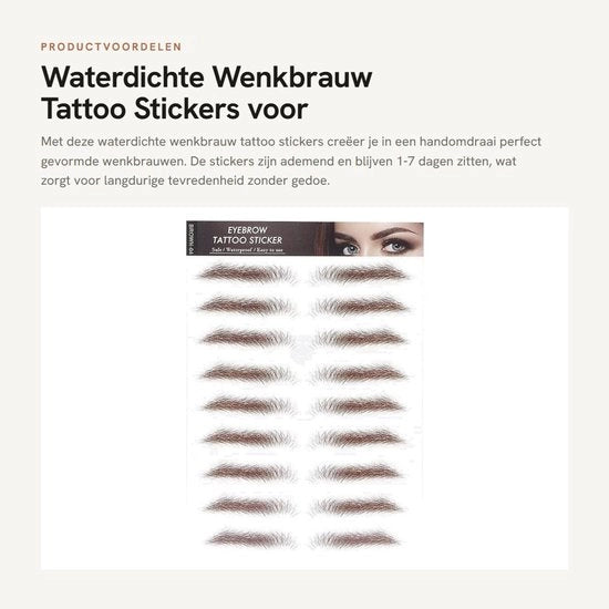 Sticker per sopracciglia acqua resistente - Sticker per tattoo sopracciglia - Adesivo per sopracciglia - Durata lunga del trucco - Materiale sicuro - Facile da applicare - Tattoo sopracciglia