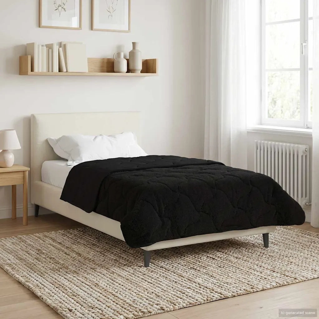 Duvet Estivo Nero 140 x 200 cm Microfibra e Fleece Teddy 42026182