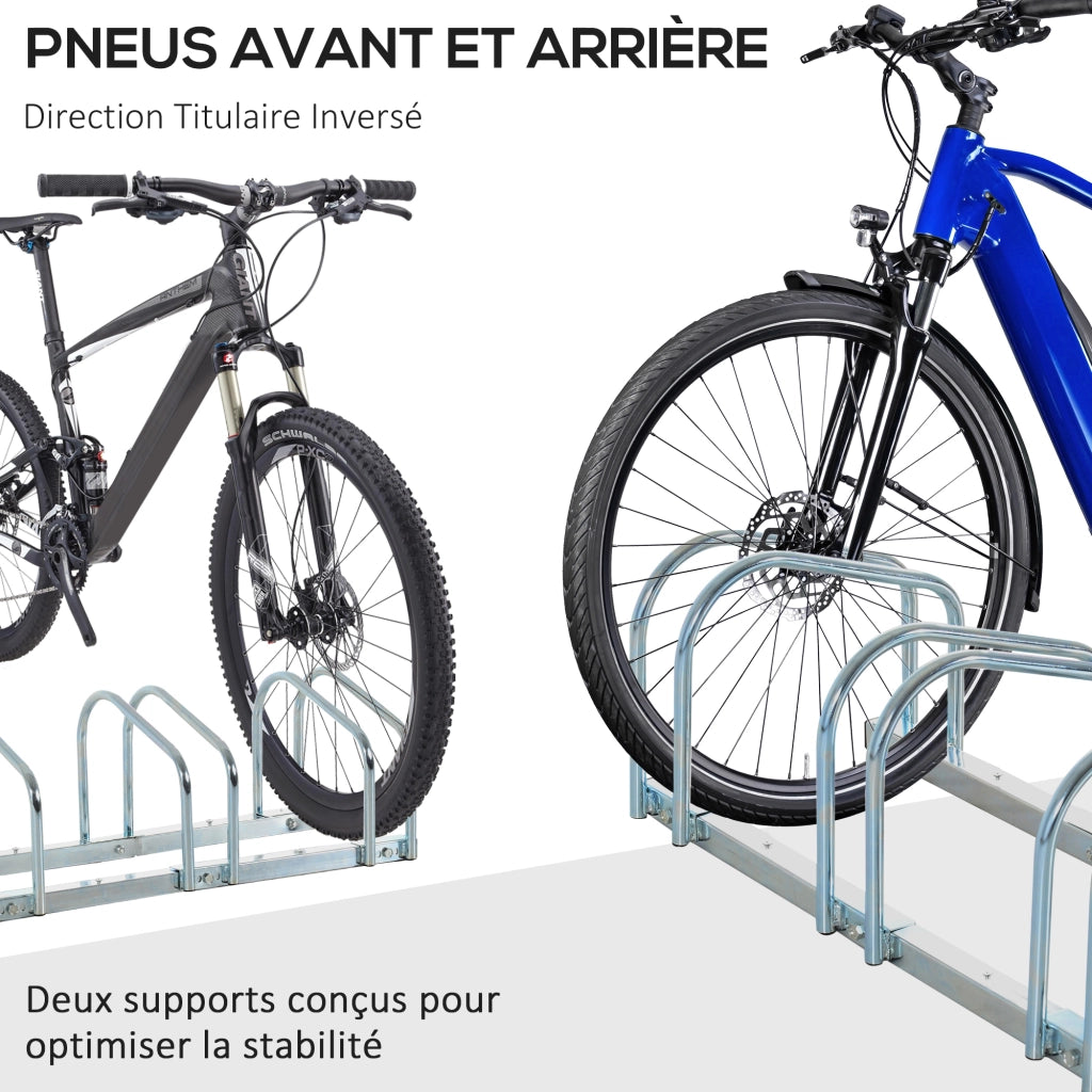 Supporto Bici da Parete 5 Posti ¨C Minimal ¨C Argento Acciaio 145x33x27 cm