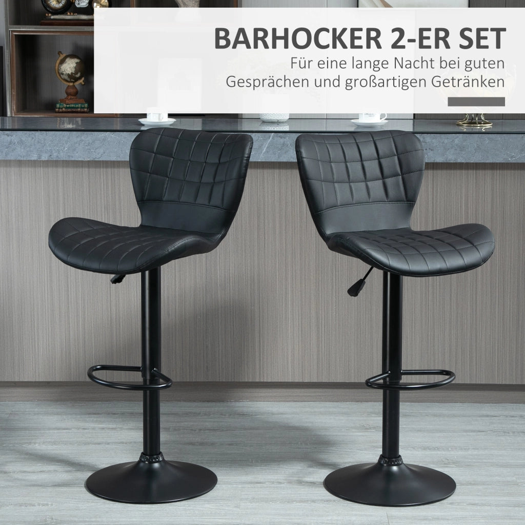 Set 2 Sgabelli da Bar Retr¨° ¨C Xylo ¨C Nero, Altezza Regolabile 89-109 cm