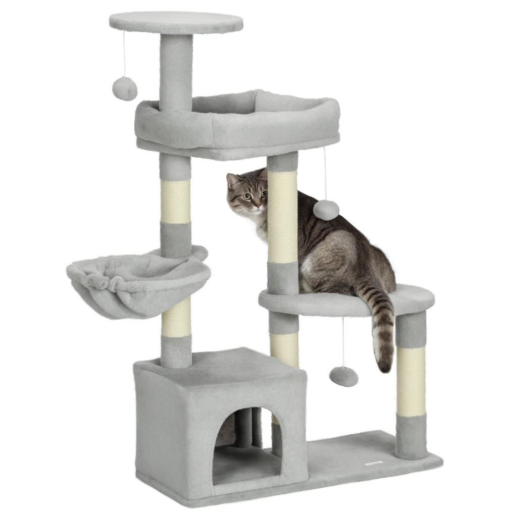 Albero per Gatti con Piattaforme e Cuscino ¨C Minimal ¨C Grigio 60x40x104 cm