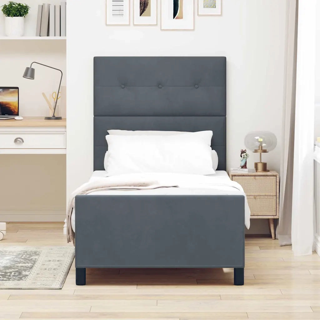Letto a molle con testiera Grigio scuro 90 x 200 cm Velluto