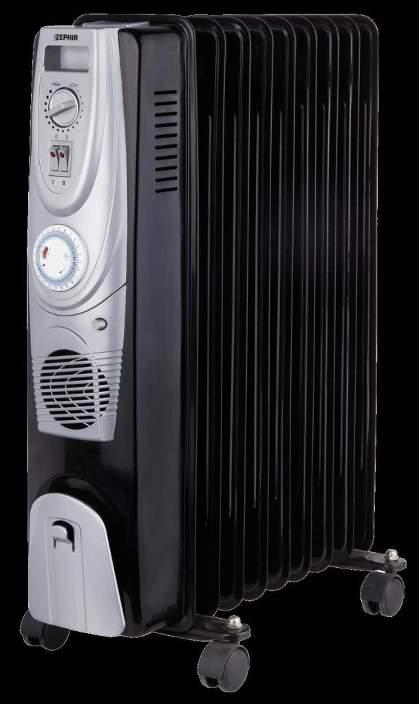 ZEPHIR RADIATORE AD OLIO TERMOSIFONE ELETTRICO 9 ELEMENTI 2400 WATT NERO
