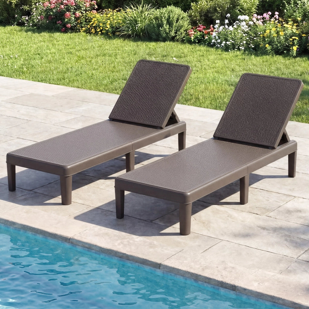 Lettino prendisole da giardino con schienale inclinabile a 4 livelli in pp rattan, Sdraio resistente alle intemperie portata 150 kg Marrone