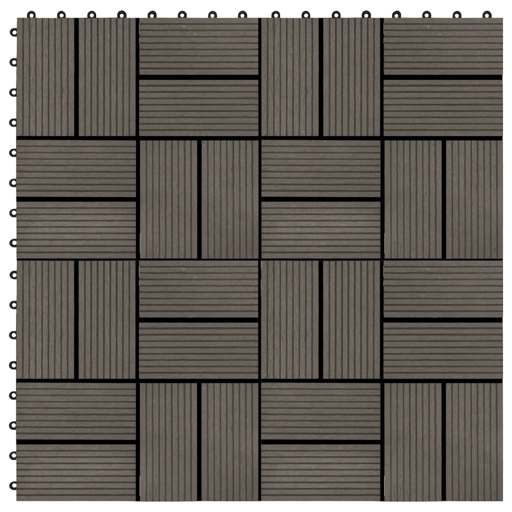 Piastrella per Decking 11 pcs Marrone Scuro 30 x 30 cm WPC 42046678
