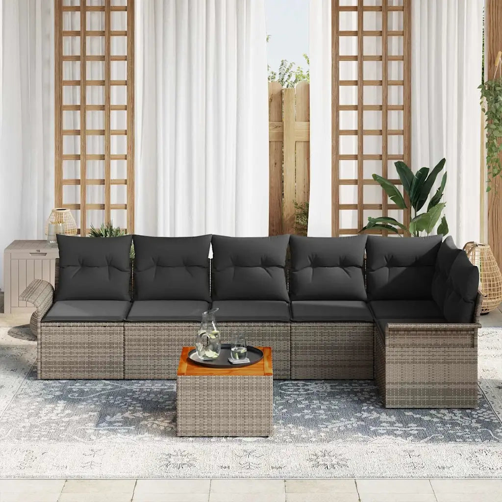 Set Divano da Giardino con cuscino 7 pcs Grigio polyrattan 3347335