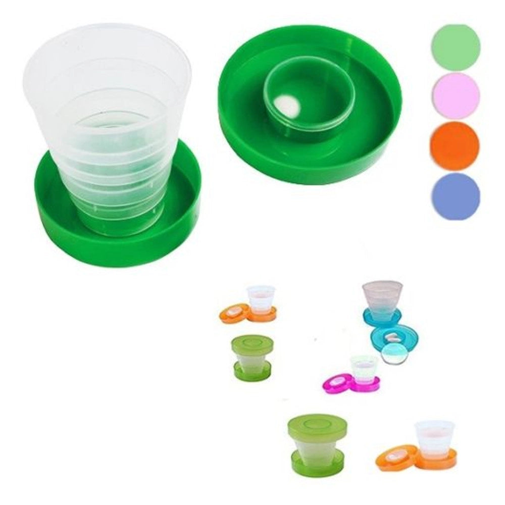Trade Shop - Bicchiere Tascabile Richiudibile Set 12 Pz Porta Compresse Plastica Scuola Idea -