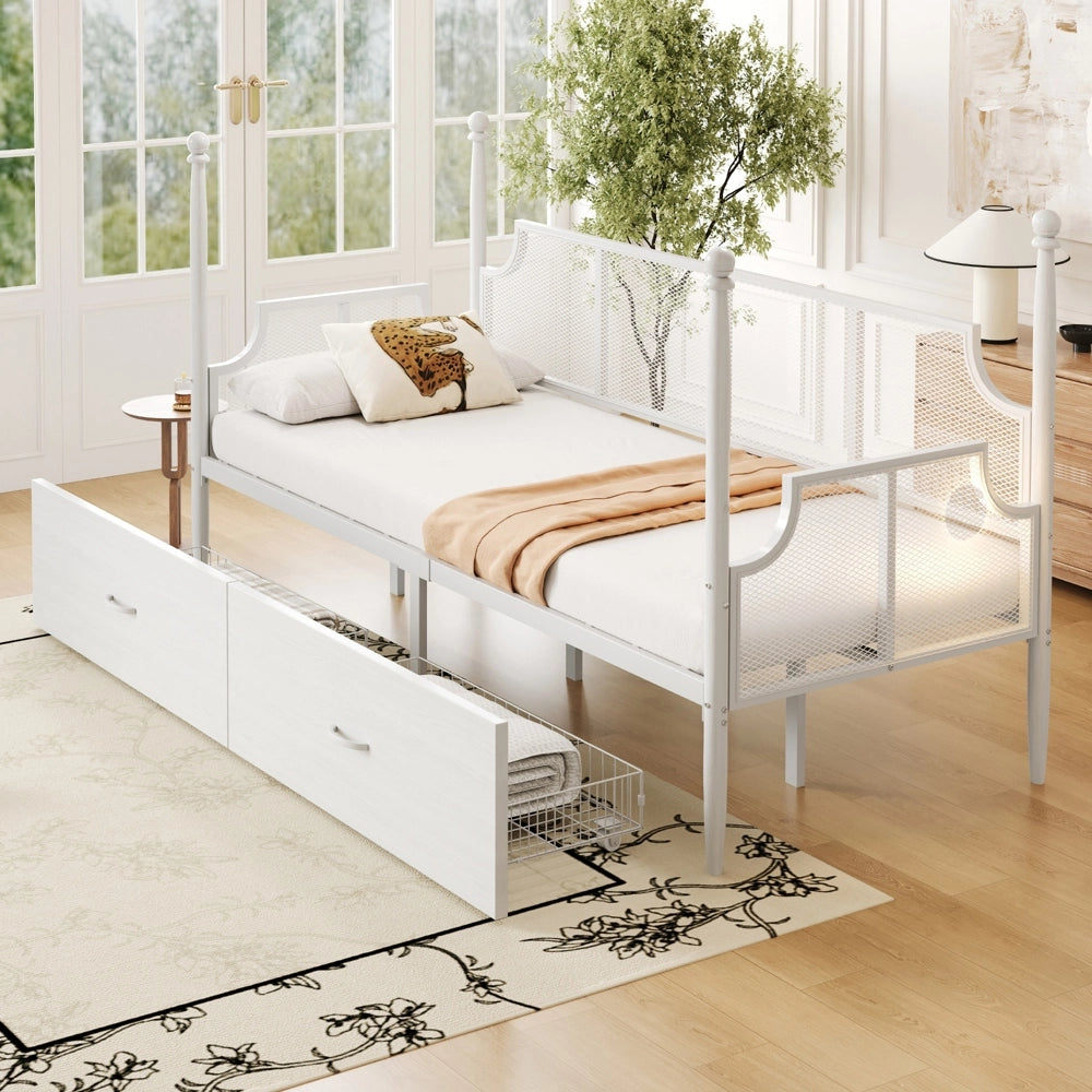 Divano letto - Xylo - 90x200 cm vintage bianco