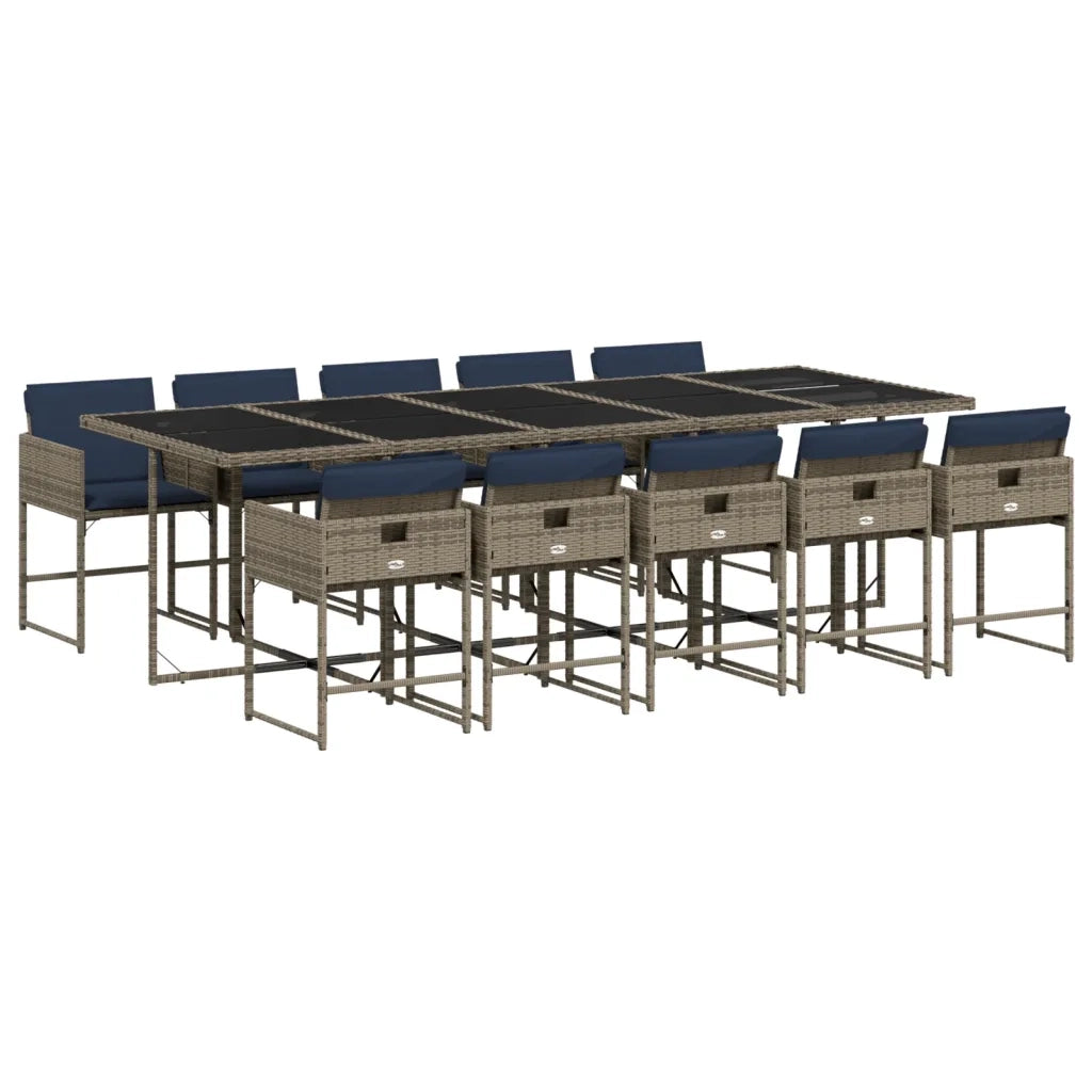 Set da pranzo da giardino da 11 pz con Cuscini in Polyrattan Grigio 3278064