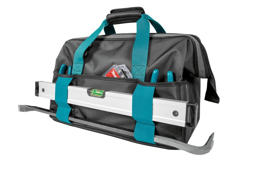 Makita E-15431 Borsa portautensili a bocca larga in polipropilene ad alta resistenza con chiusura a scatto impilabile 25.8 litri colore Nero-Blu