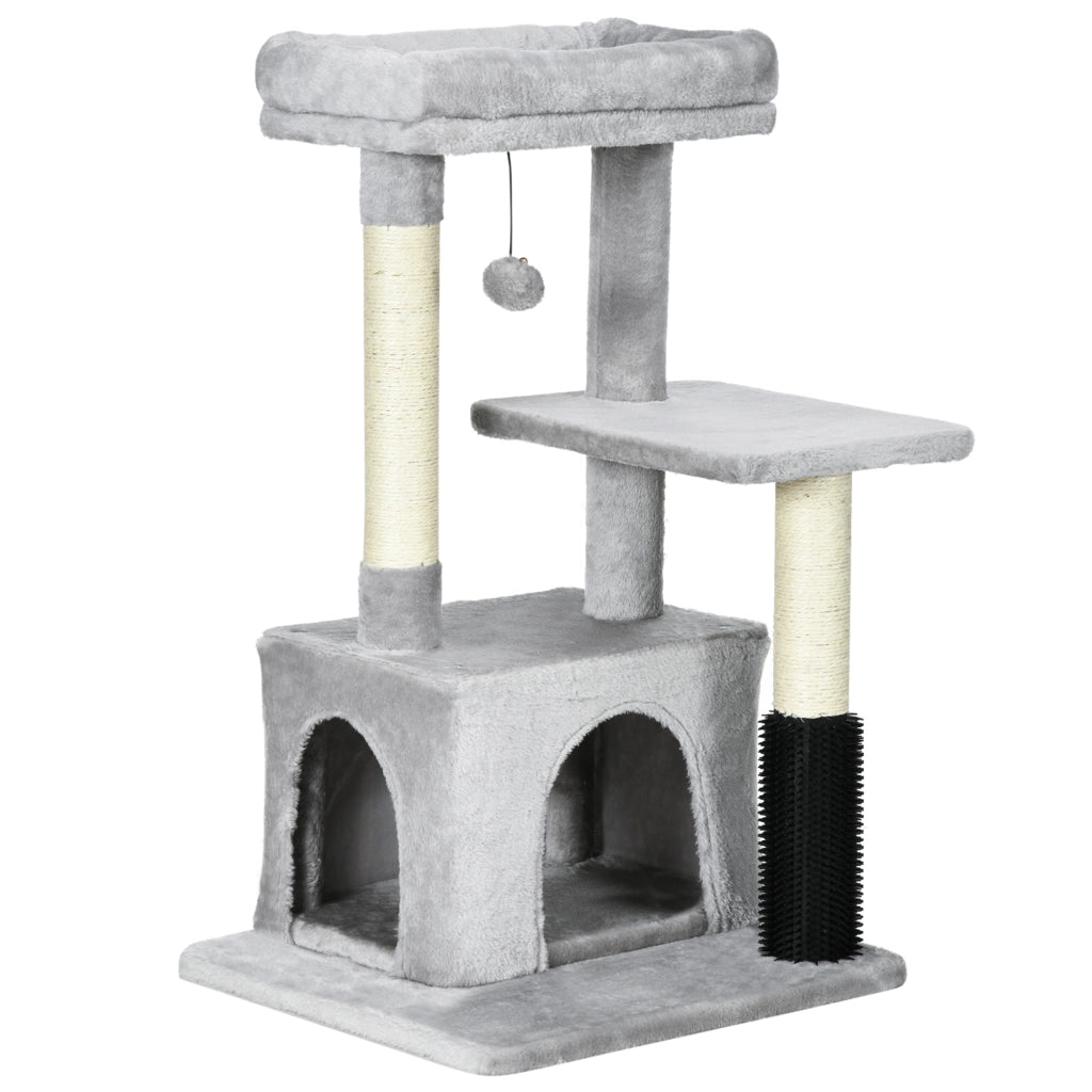 TIRAGRAFFI Multilivello 48x48x85 cm Grigio Chiaro con cuccia e pallina