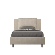 BS COM Letto una piazza e mezza senza rete imbottito 110x210 microfibra sabbia