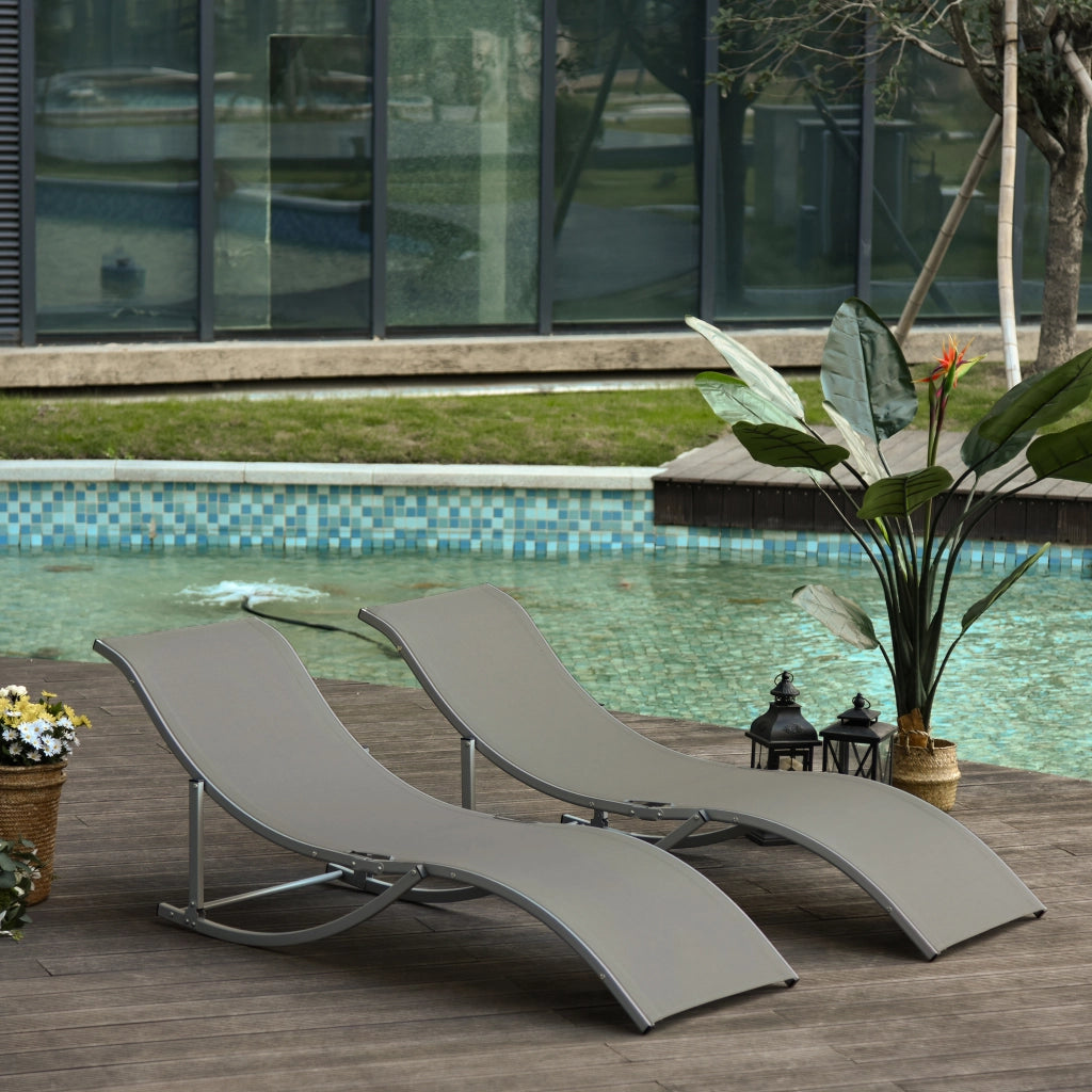 Lettino Prendisole Pieghevole ¨C Xylo ¨C Alluminio e Textilene, 61x165x63cm, Set 2 Pezzi