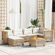 Set Divani da Giardino 7 pz con Cuscini Beige in Polyrattan 3261922